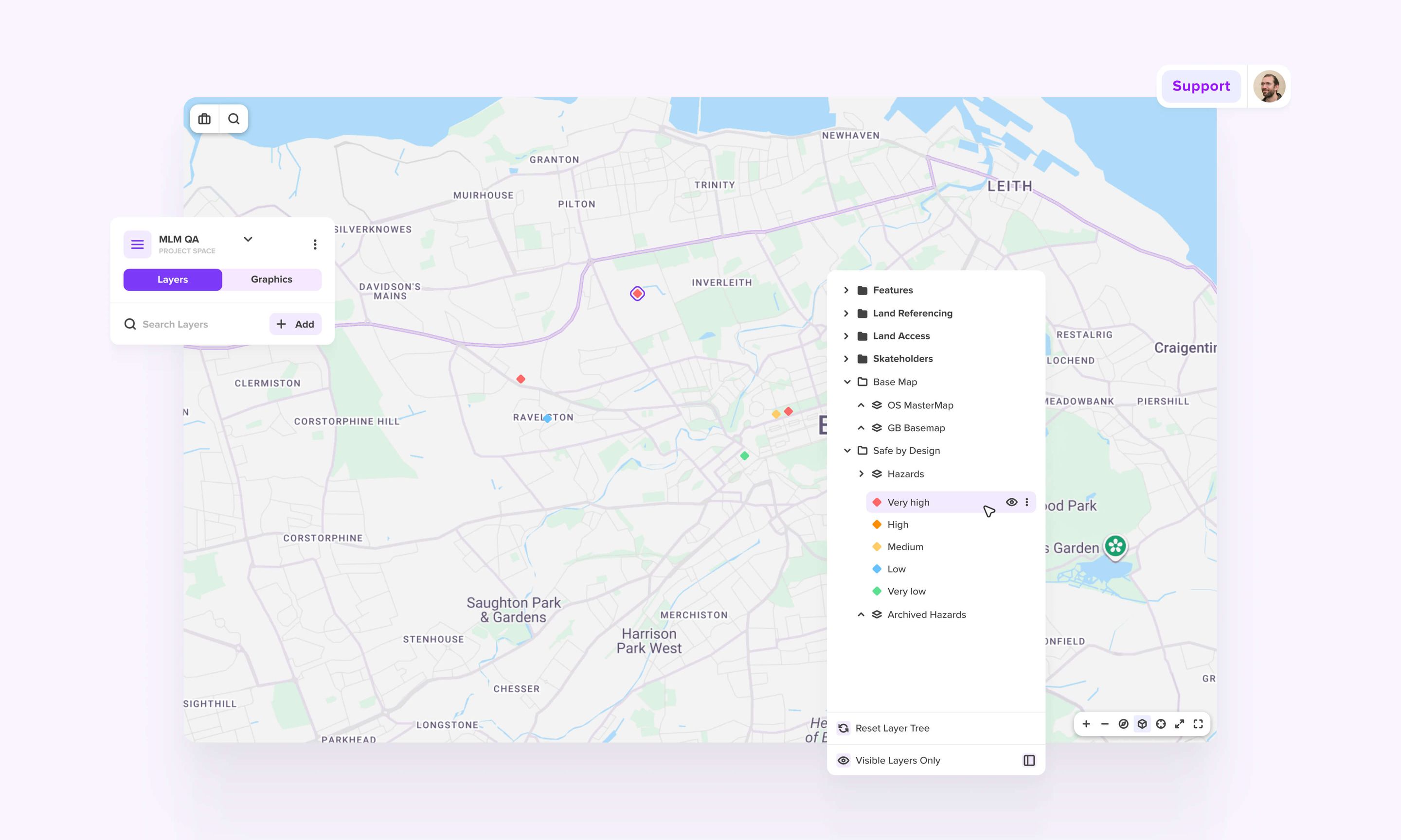 Survey schedule screen with numerous scheduled surveys