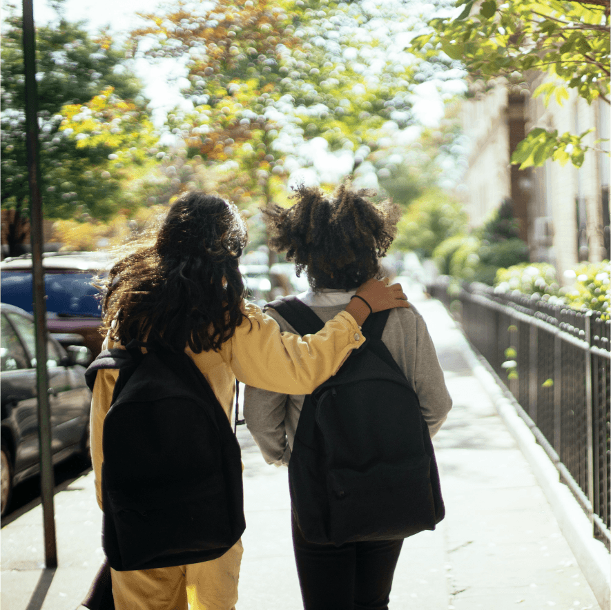 Courtyard Islington students walking in a sidewalk