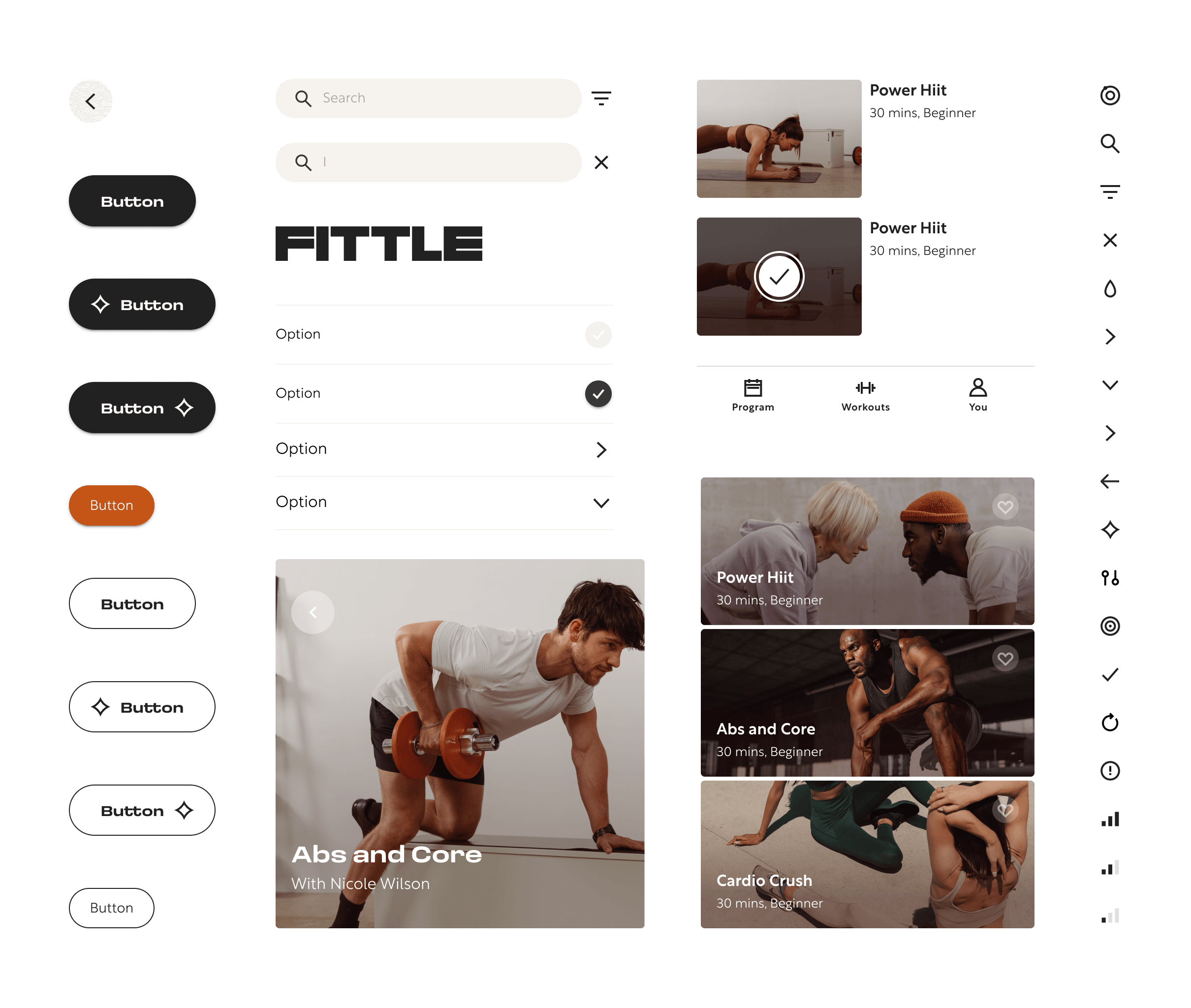 A selection of elements from the Fittle UI design kit