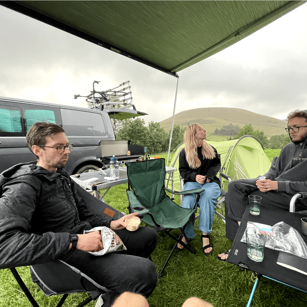 Members of the team camping togheter